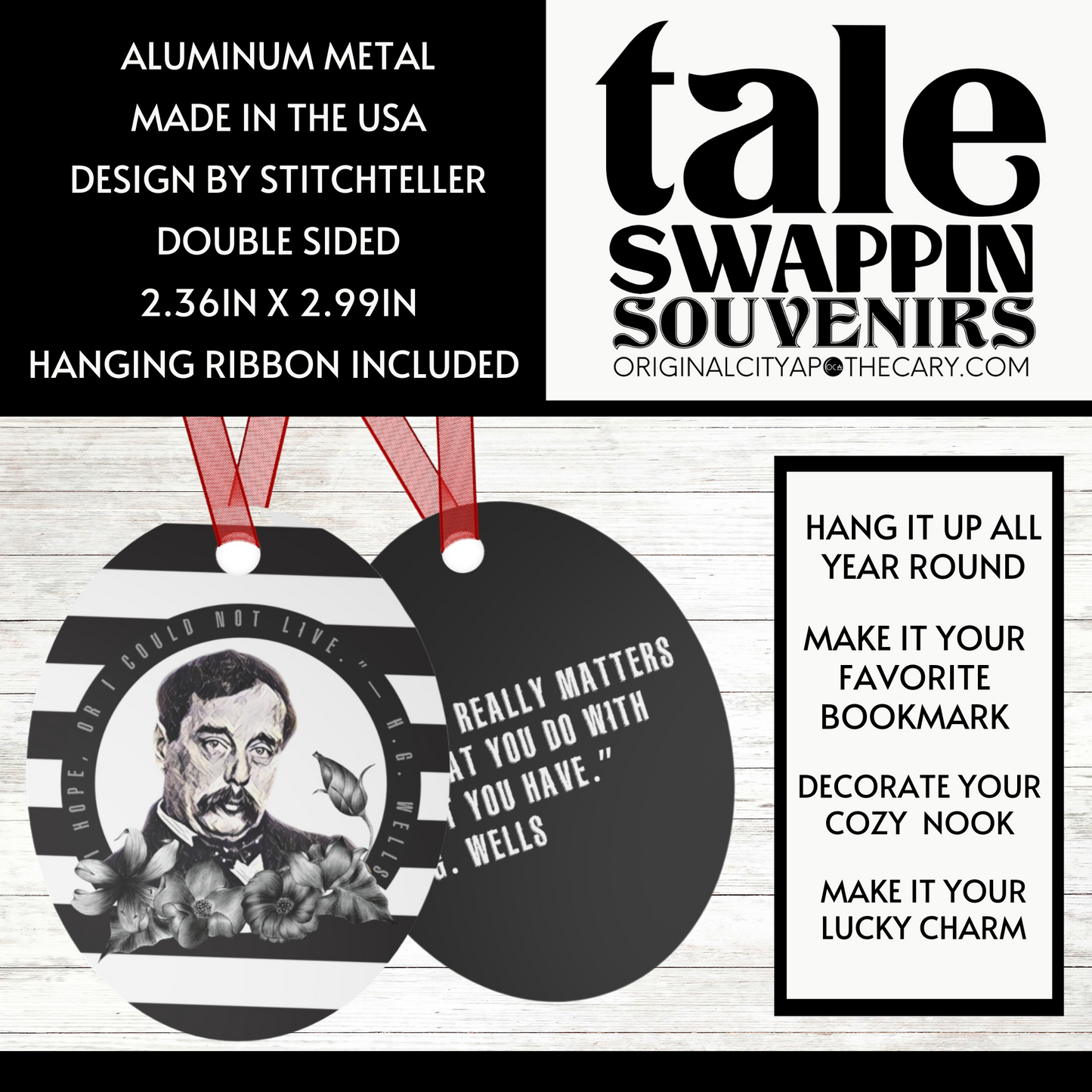 H.G. Wells Ornament (Doublesided/2 Design Options) Herbteller Tale Swappin Souvenir
