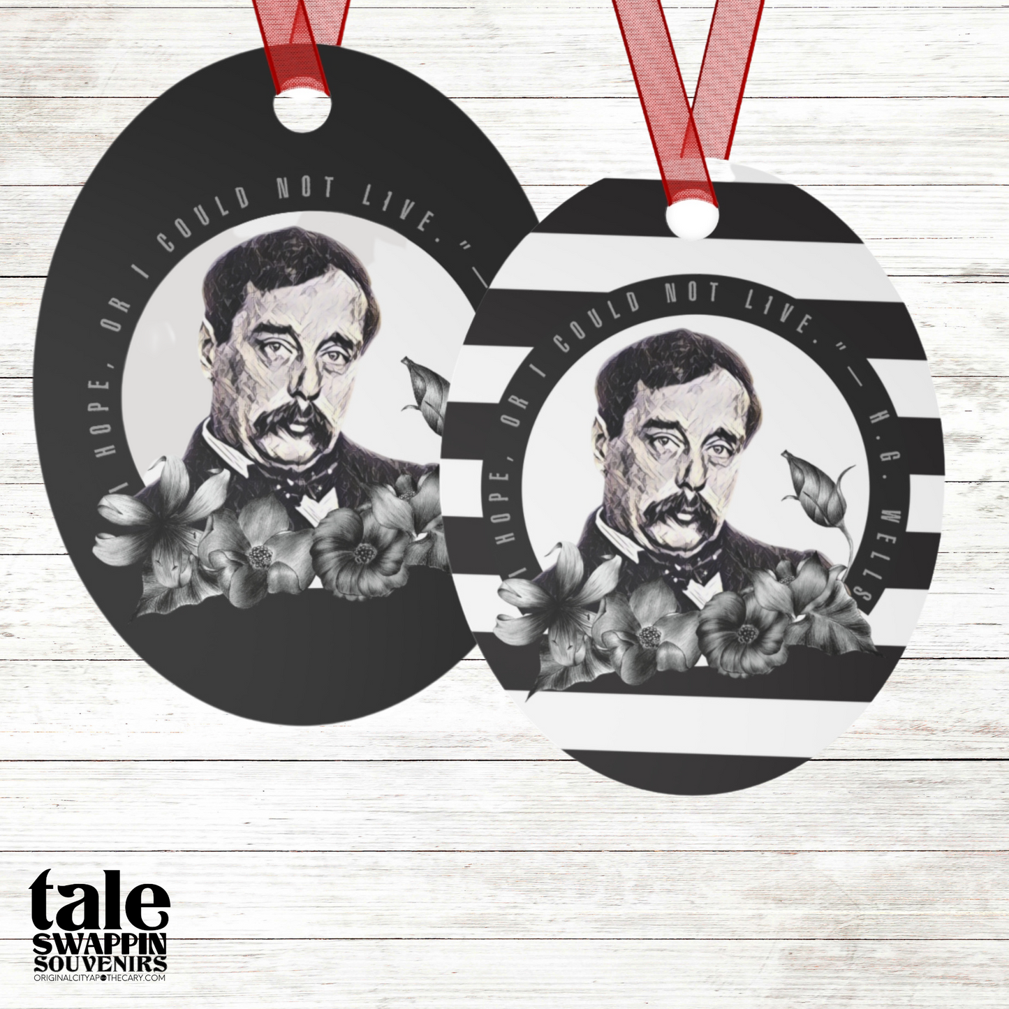 H.G. Wells Ornament (Doublesided/2 Design Options) Herbteller Tale Swappin Souvenir