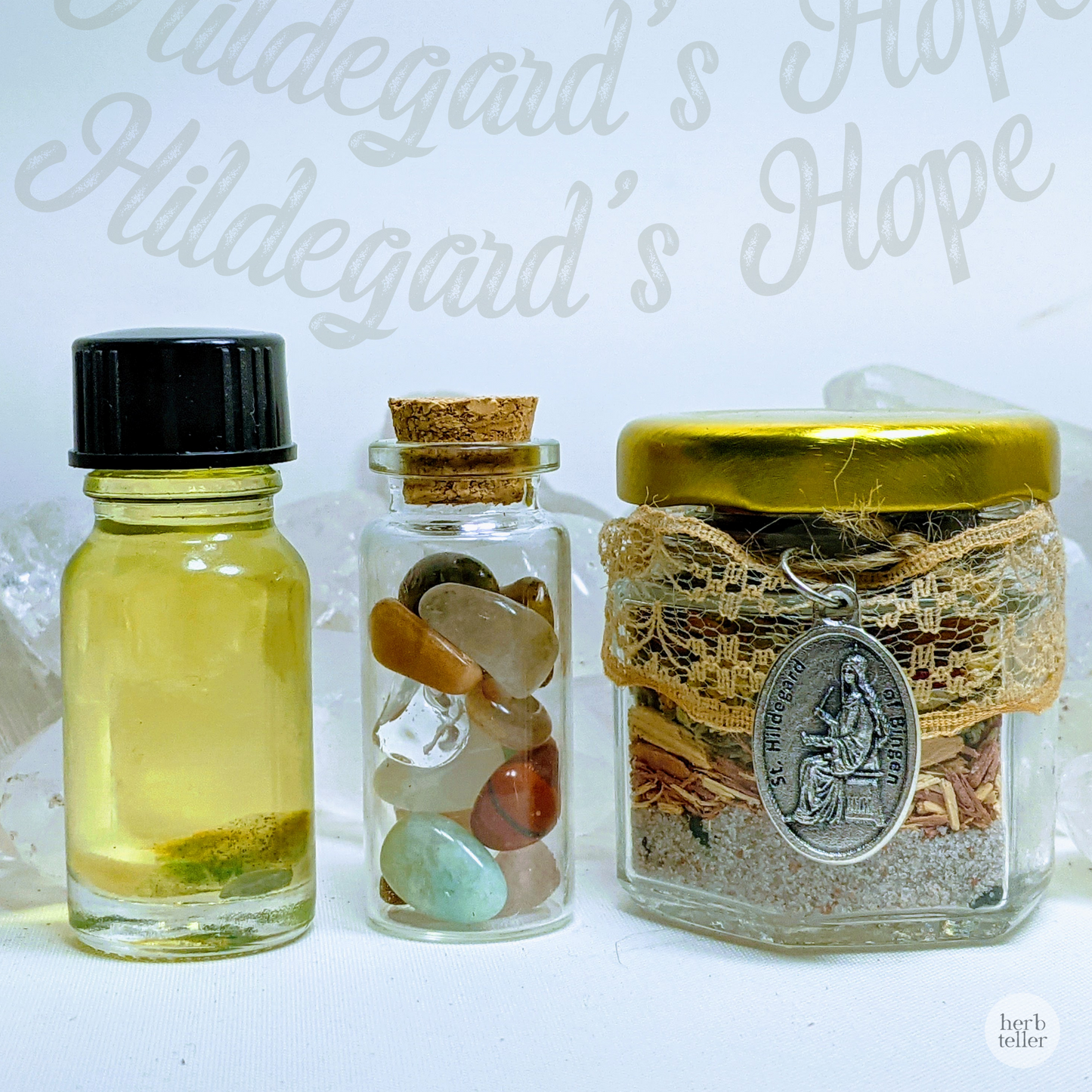 Hildegard of Bingen Herbmusement (Tea/Oil/Stones/Herbtention) Ritual Set