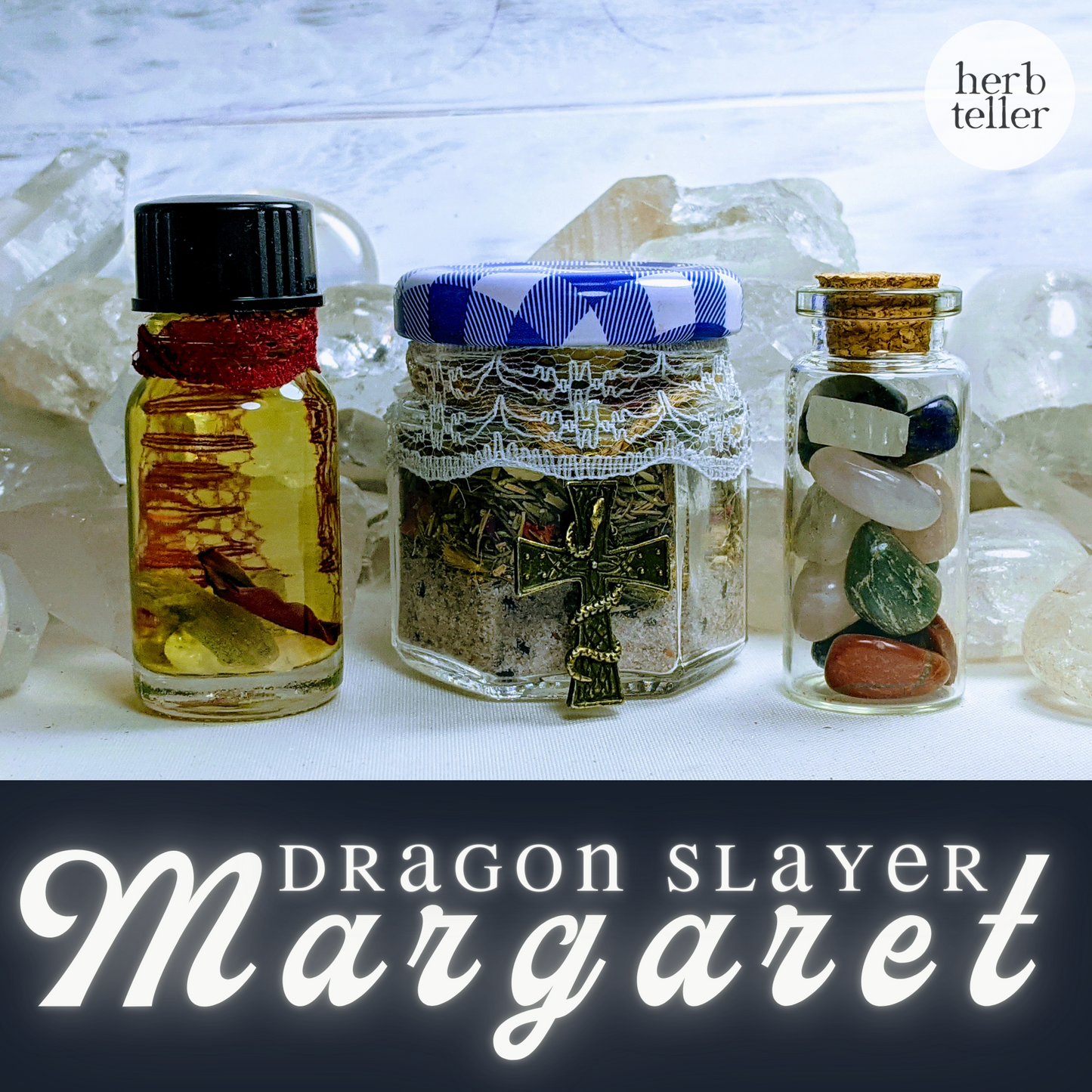 Saint Margaret the Dragon Slayer Herbmusement (Tea/Oil/Stones/Herbtention) Ritual Set