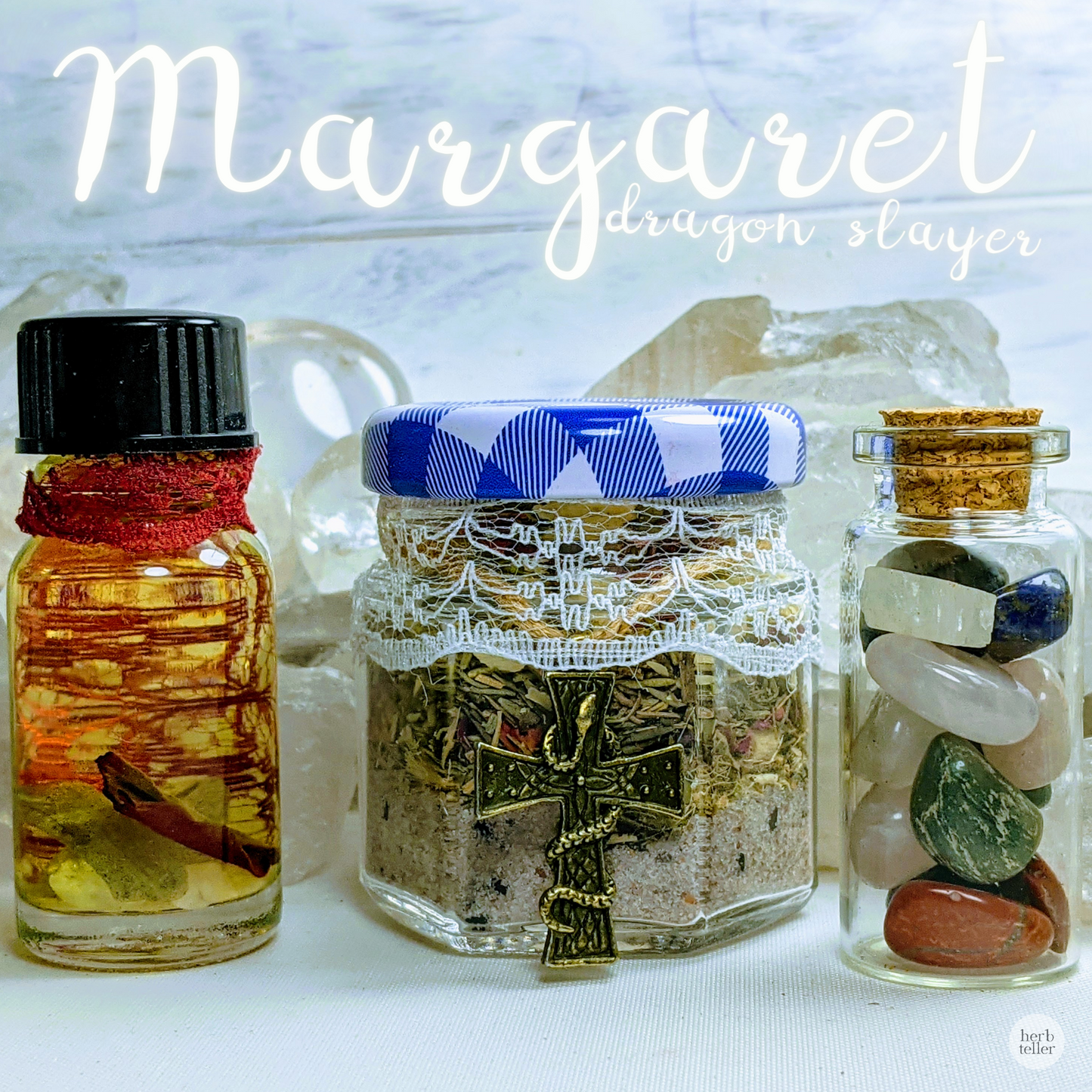 Saint Margaret the Dragon Slayer Herbmusement (Tea/Oil/Stones/Herbtention) Ritual Set