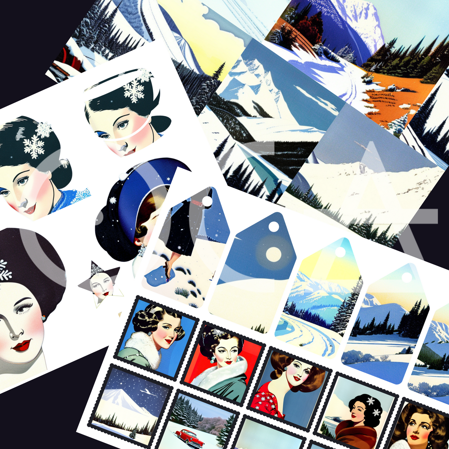 Sip&Snip Collage Kit (Digital/Printable) | Let it Snow