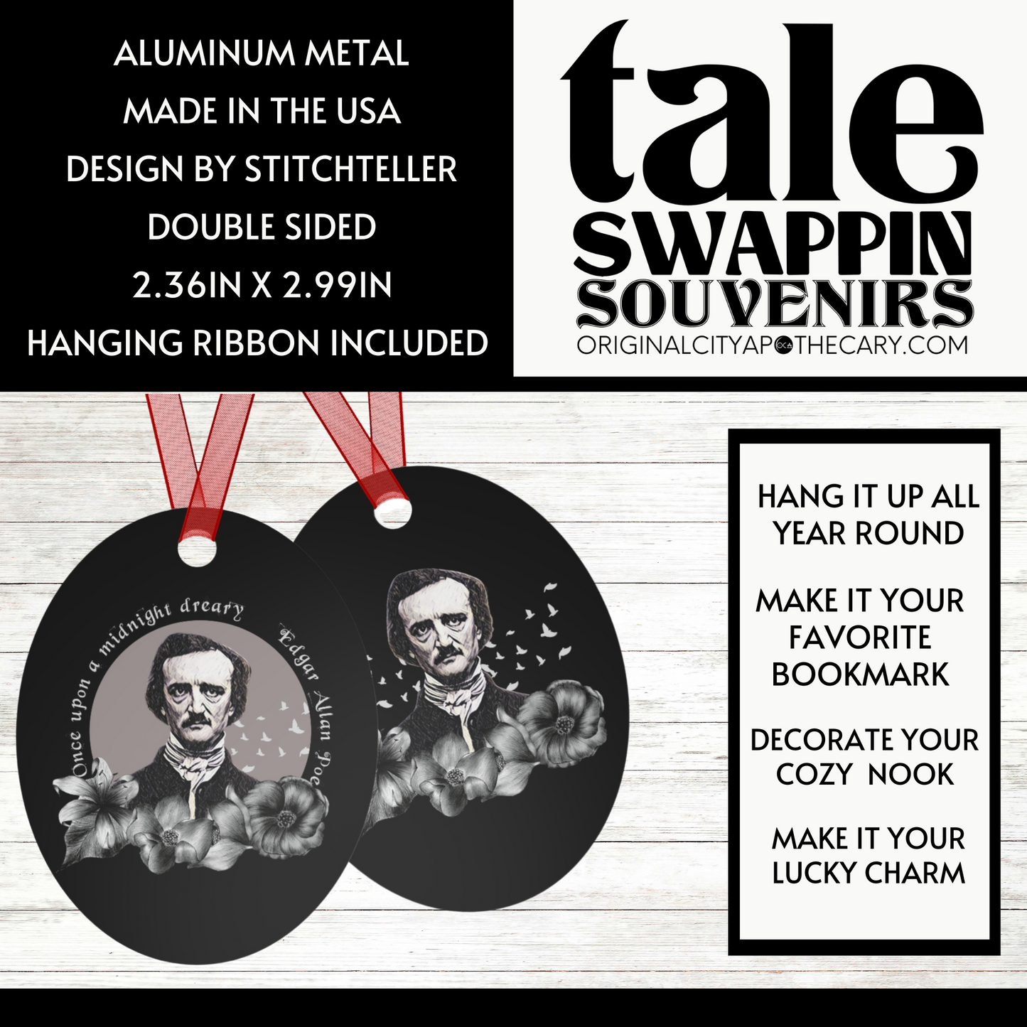 Edgar Allan Poe Ornament (Doublesided) Herbteller Tale Swappin Souvenir