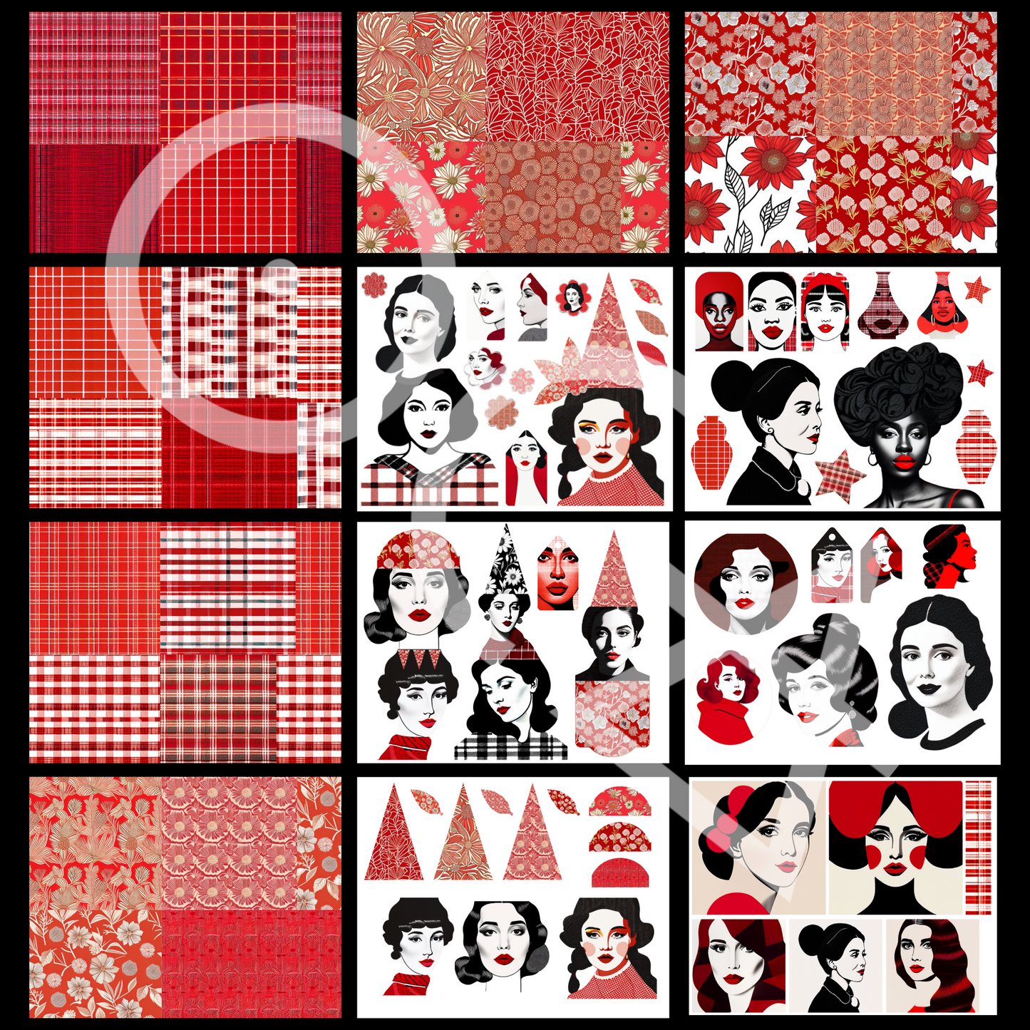 Lady in Red | Sip&Snip Collage Kit (Digital/Printable)