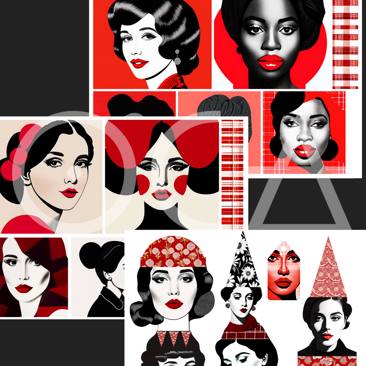 Lady in Red | Sip&Snip Collage Kit (Digital/Printable)