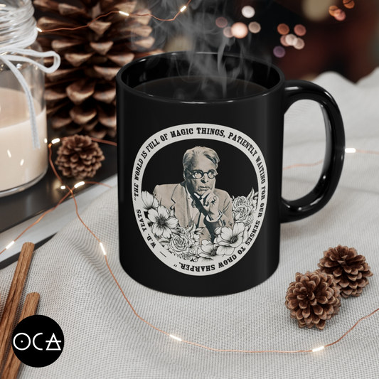 William Butler Yeats Mug (Doublesided/2 Color Options) Herbteller Lucky Mugs | Gifts for Writers, Readers, Tellers, and Taleswappers