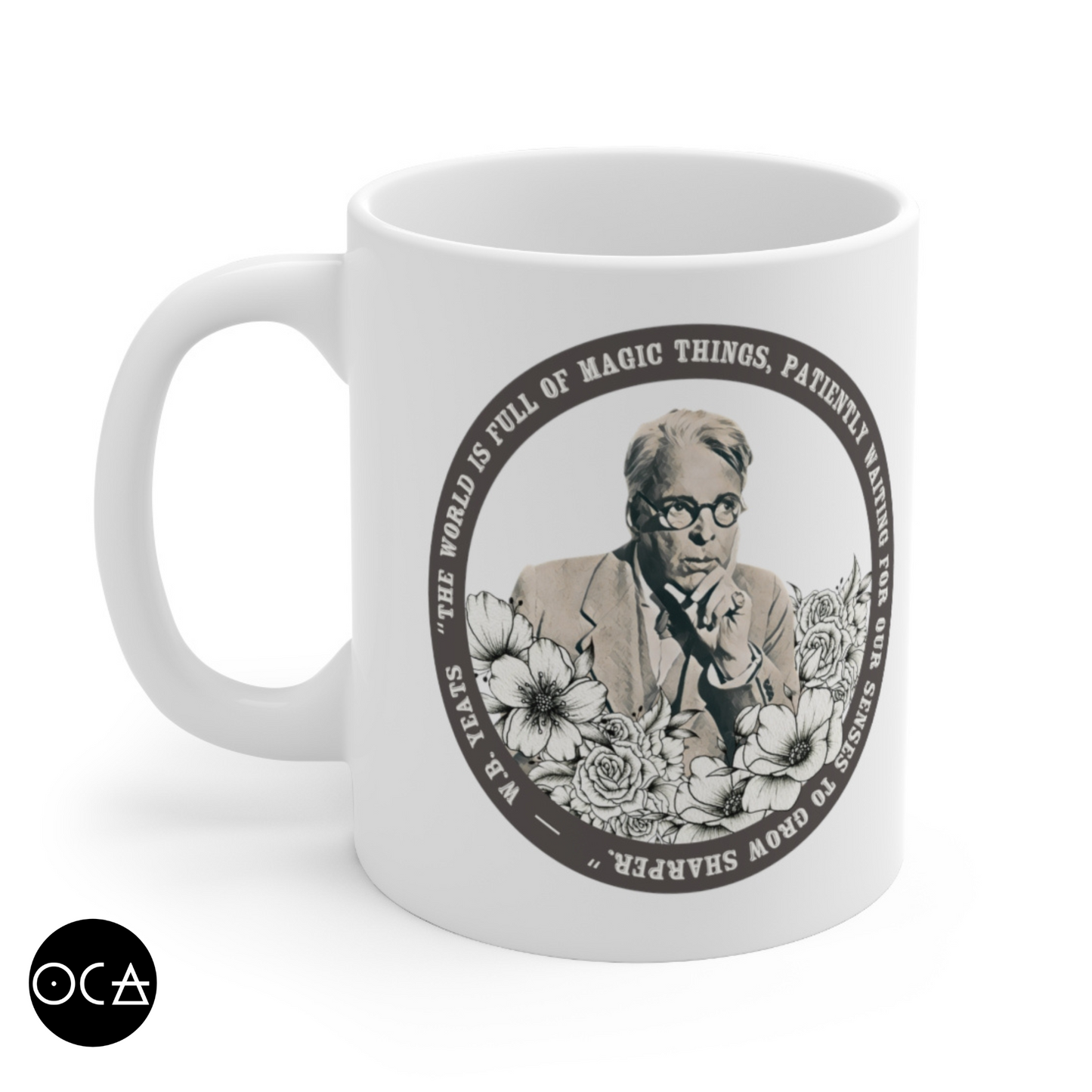 William Butler Yeats Mug (Doublesided/2 Color Options) Herbteller Lucky Mugs | Gifts for Writers, Readers, Tellers, and Taleswappers