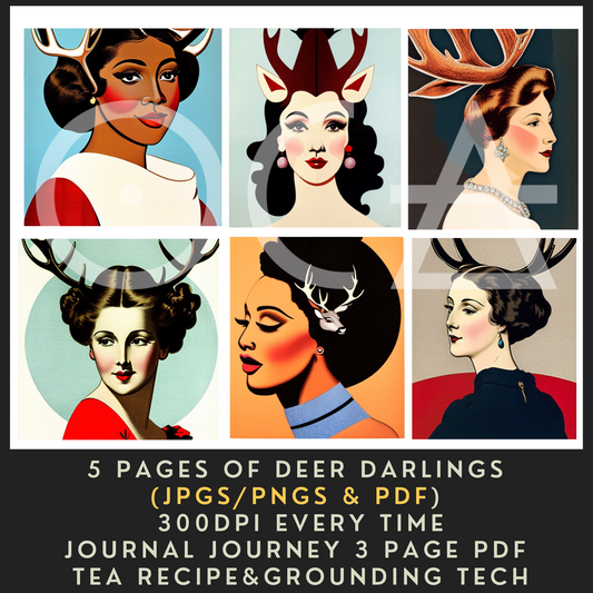 Sip&Snip Collage Kit (Digital/Printable) | Deer Ladies