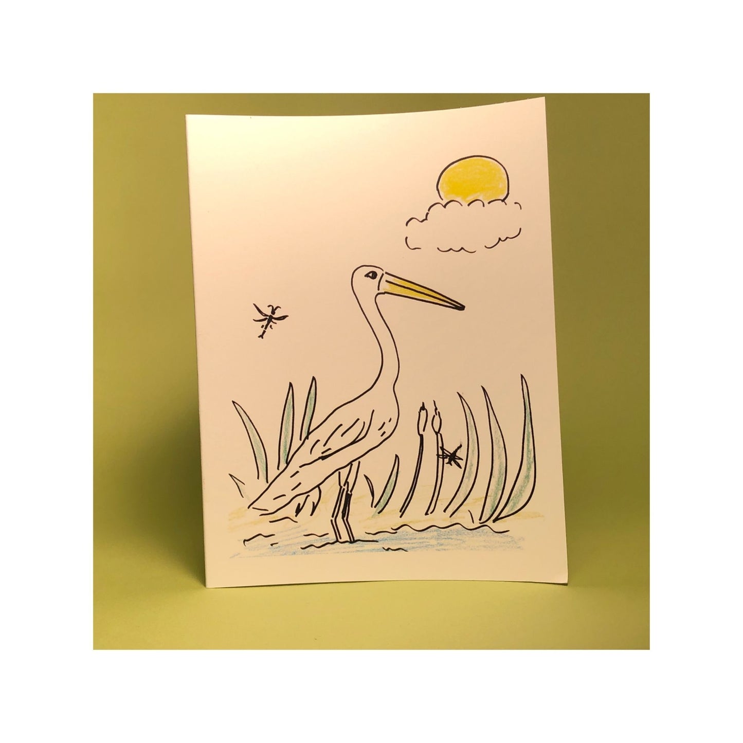 Egret Greeting Card (Original Art by Green Camel Press) - Original City Apothecary