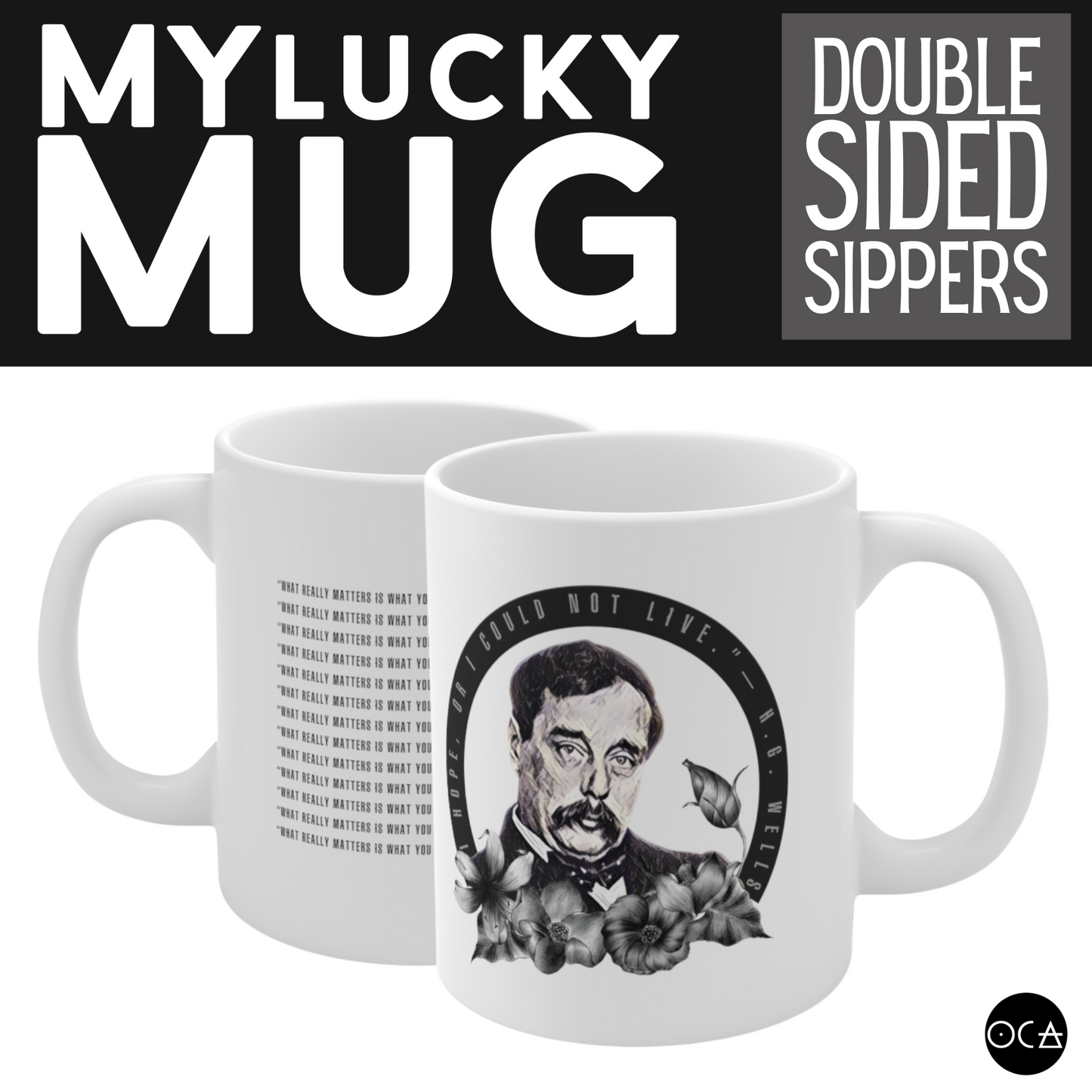 H.G. Wells Mug (Doublesided/2 Color Options)