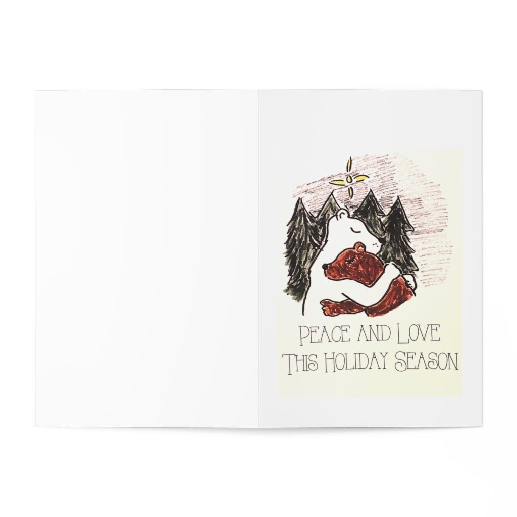 Holiday Bears --- Peace and Love this Holiday Season Greeting Card (Original Art by Green Camel Press)