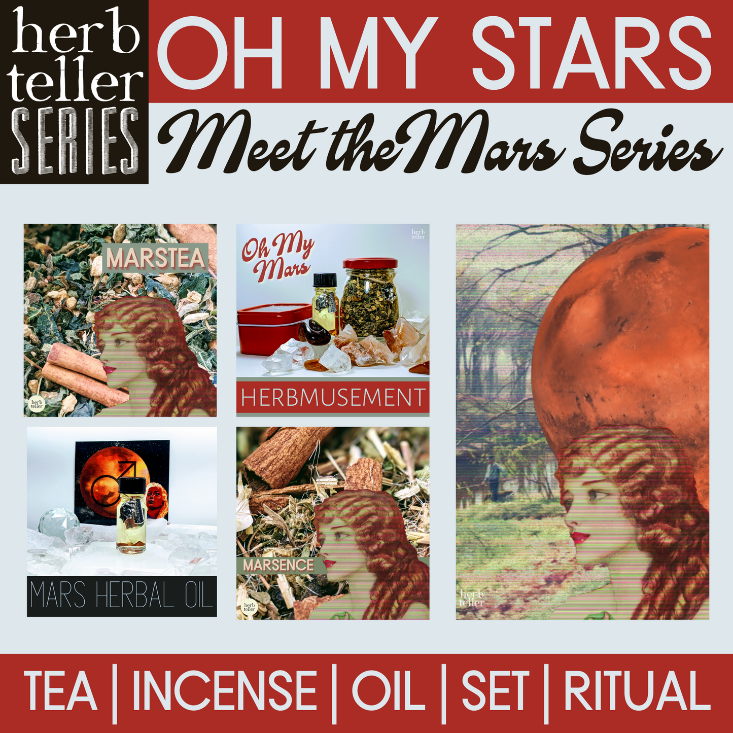 Oh My Mars Herbmusement (Tea/Oil/Incense) Ritual Set