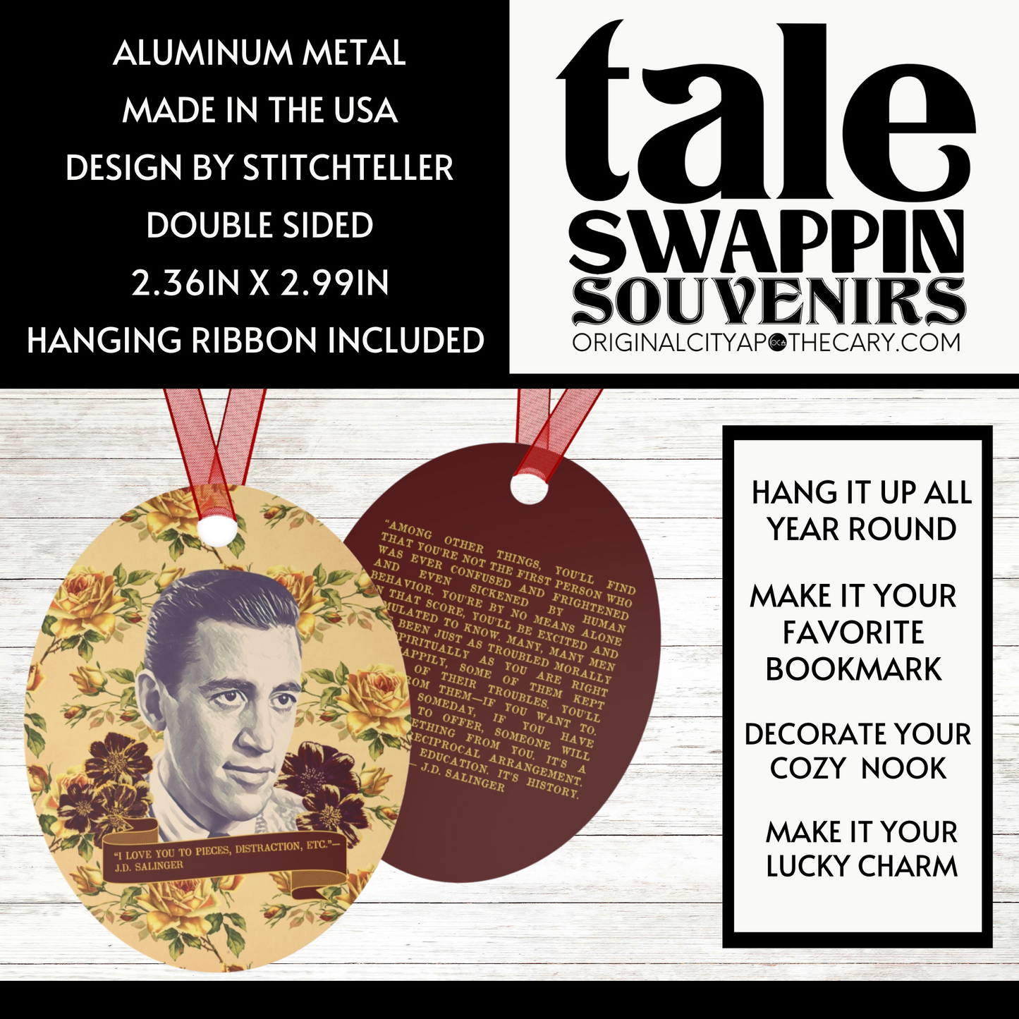 J. D. Salinger Ornament (Doublesided/2 Design Options) Herbteller Tale Swappin Souvenir