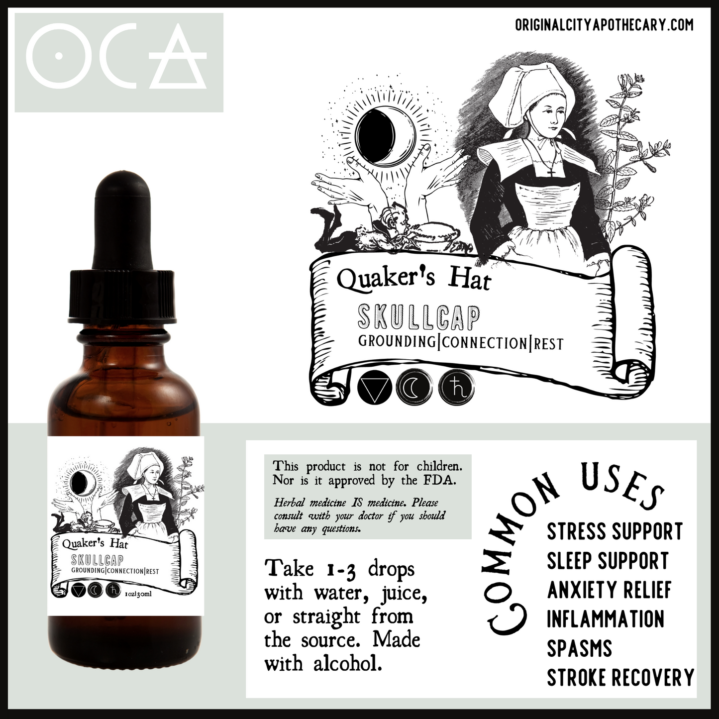 Skullcap (Quaker's Hat) Herbal Tincture - Original City Apothecary