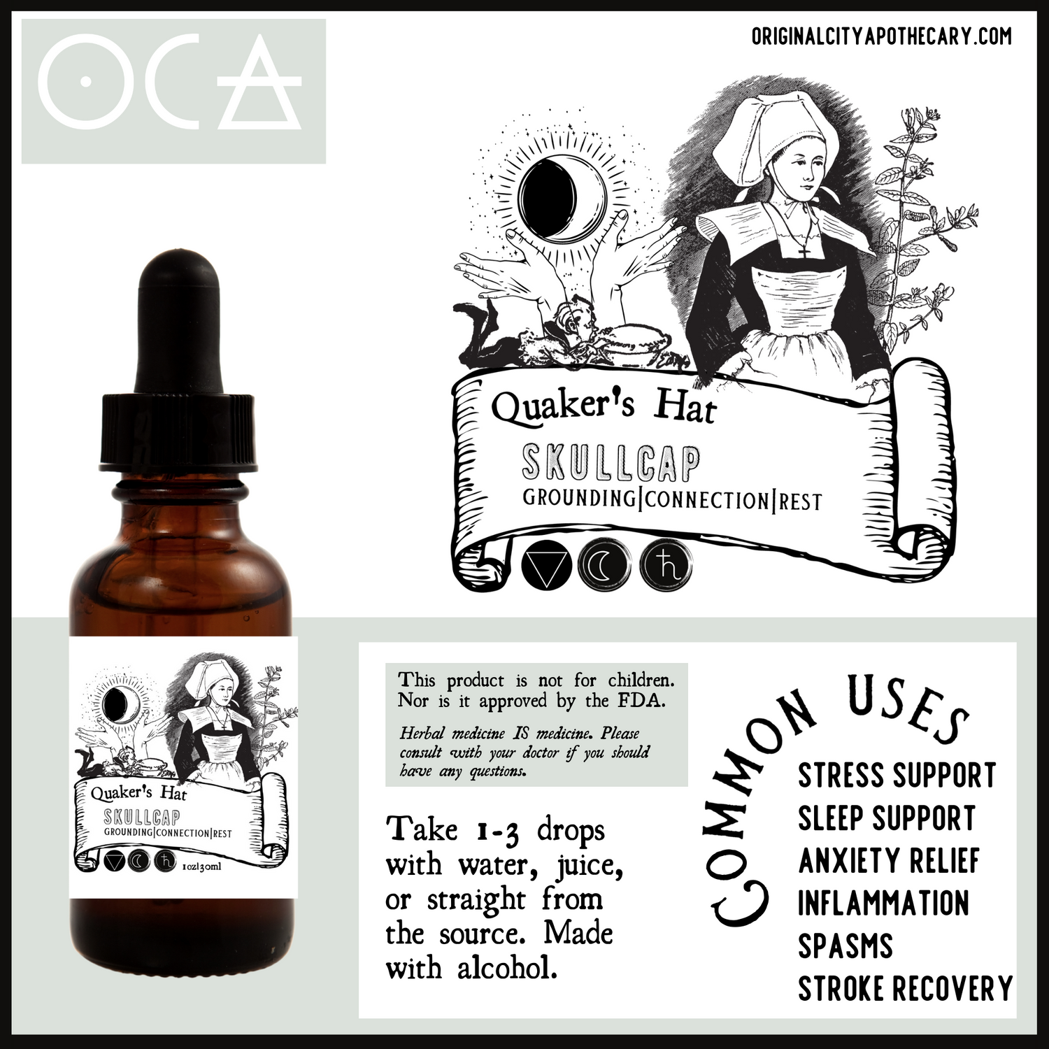 Skullcap (Quaker's Hat) Herbal Tincture - Original City Apothecary