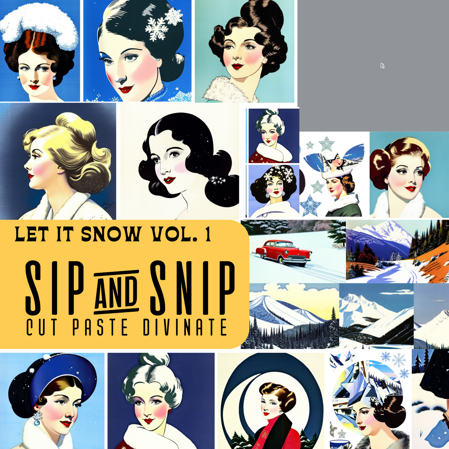 Sip&Snip Collage Kit (Digital/Printable) | Let it Snow