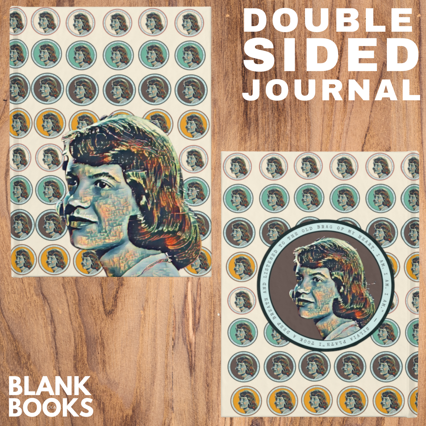 Sylvia Plath Notebook (Doublesided Design Blank Book/2 Color Options)